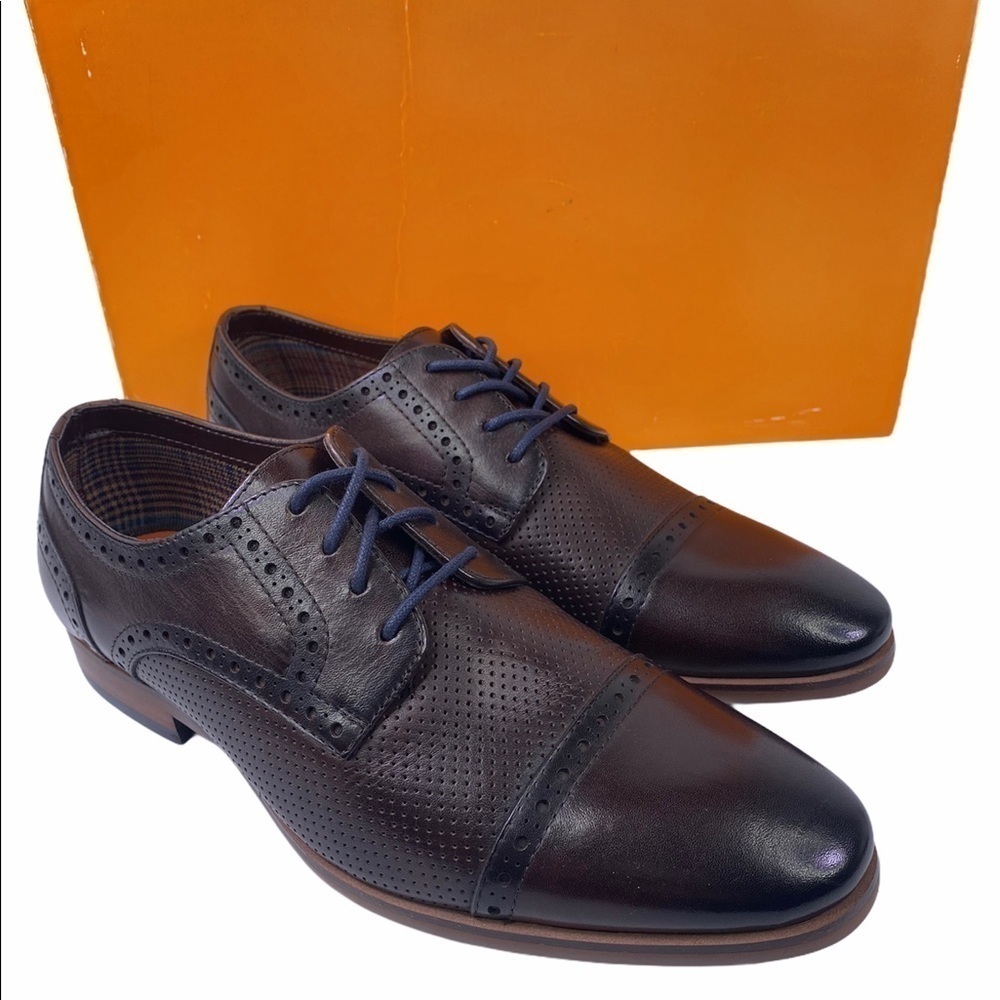 Tallia Vito Cap Toe Lace-Up Brown Oxford Shoes